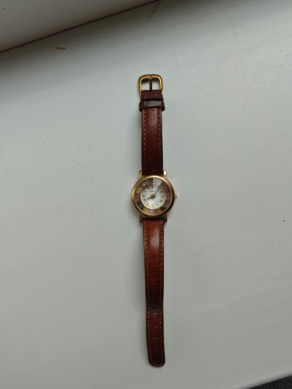 Fossil dameshorloge met leren bandje, Fossil, Polshorloge, Ophalen of Verzenden, Leer