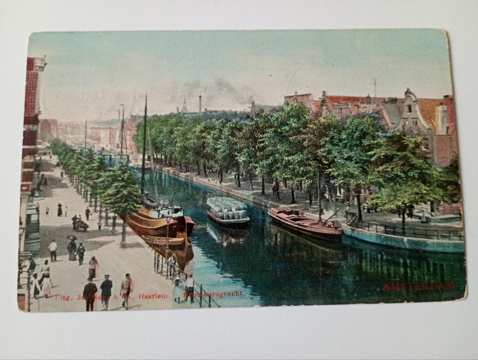 Amsterdam Brouwersgracht met Scheepvaart 1907, Ophalen of Verzenden, Voor 1920, Gelopen, Noord-Holland