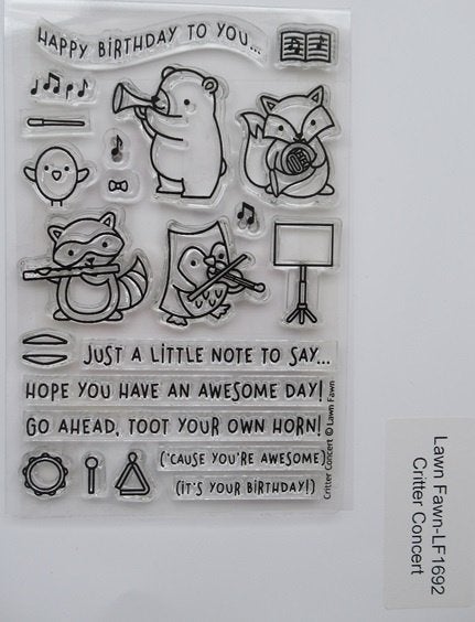 Lawn Fawn; Critter Concert, Ophalen of Verzenden, Zo goed als nieuw, Clearstamp