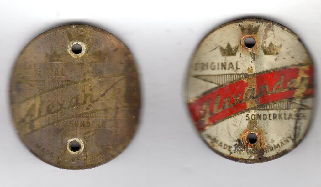 2 BALHOOFDPLAATJES ALEXANDER ORIGINAL GERMANY FIETS, Ophalen of Verzenden, Overige typen