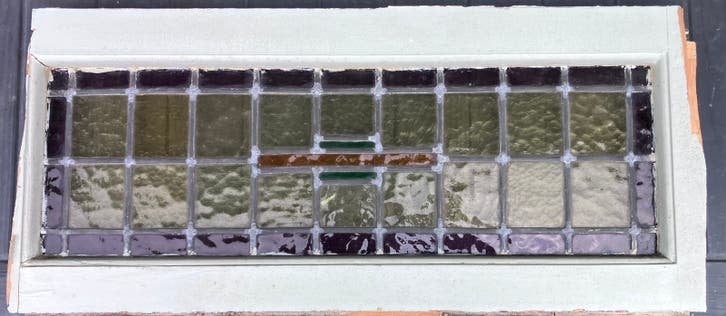 3 originele glas in lood ramen. Jaren 30, Ophalen, Gevelraam of Ruit, Gebruikt, Minder dan 80 cm