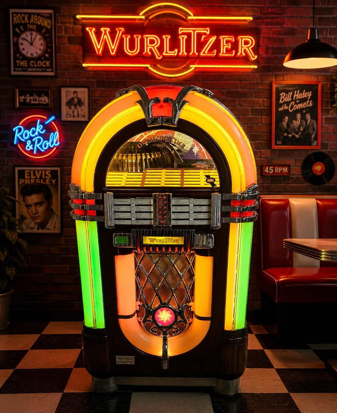 wurlitzer 1015 vinyl(k99), Ophalen, 1970 tot heden, Wurlitzer, Met singles