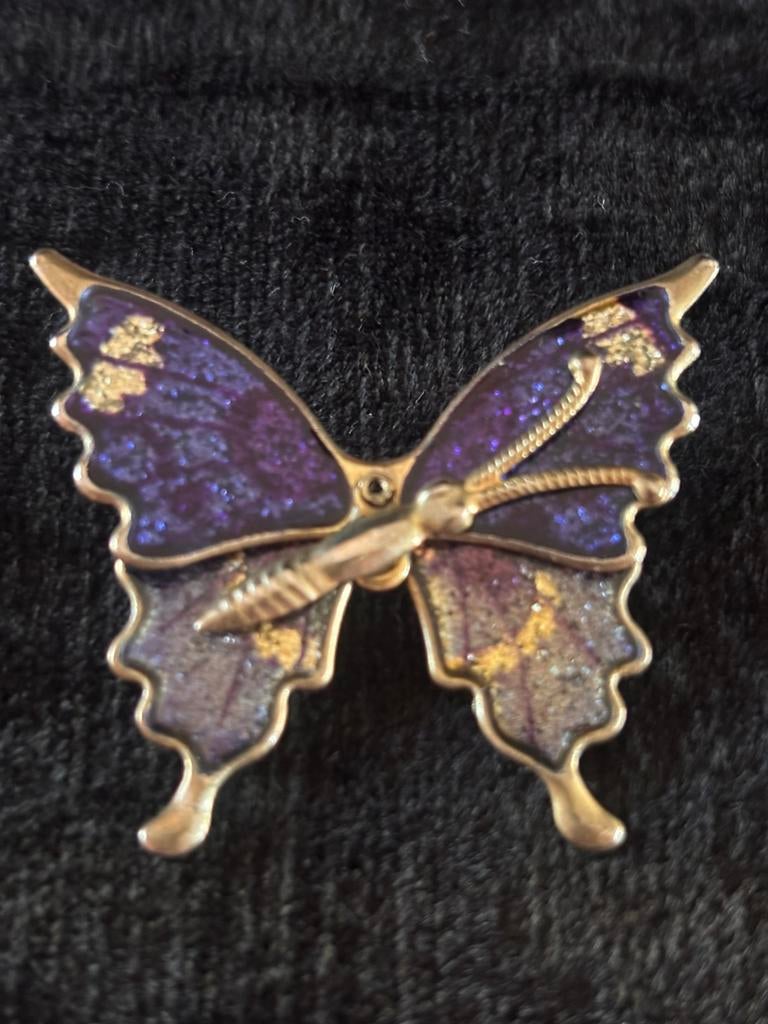 Vintage broche vlinder, Ophalen of Verzenden, Gebruikt, Minder dan 4 cm, Overige materialen