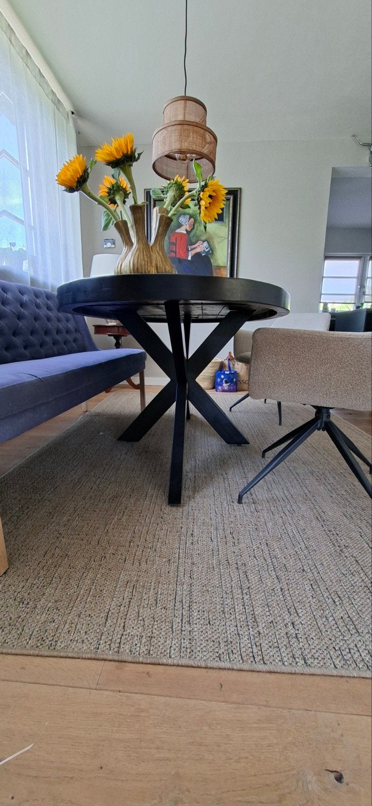 Zwarte ovale mango tafel, Ophalen, 200 cm of meer, 50 tot 100 cm, Zo goed als nieuw