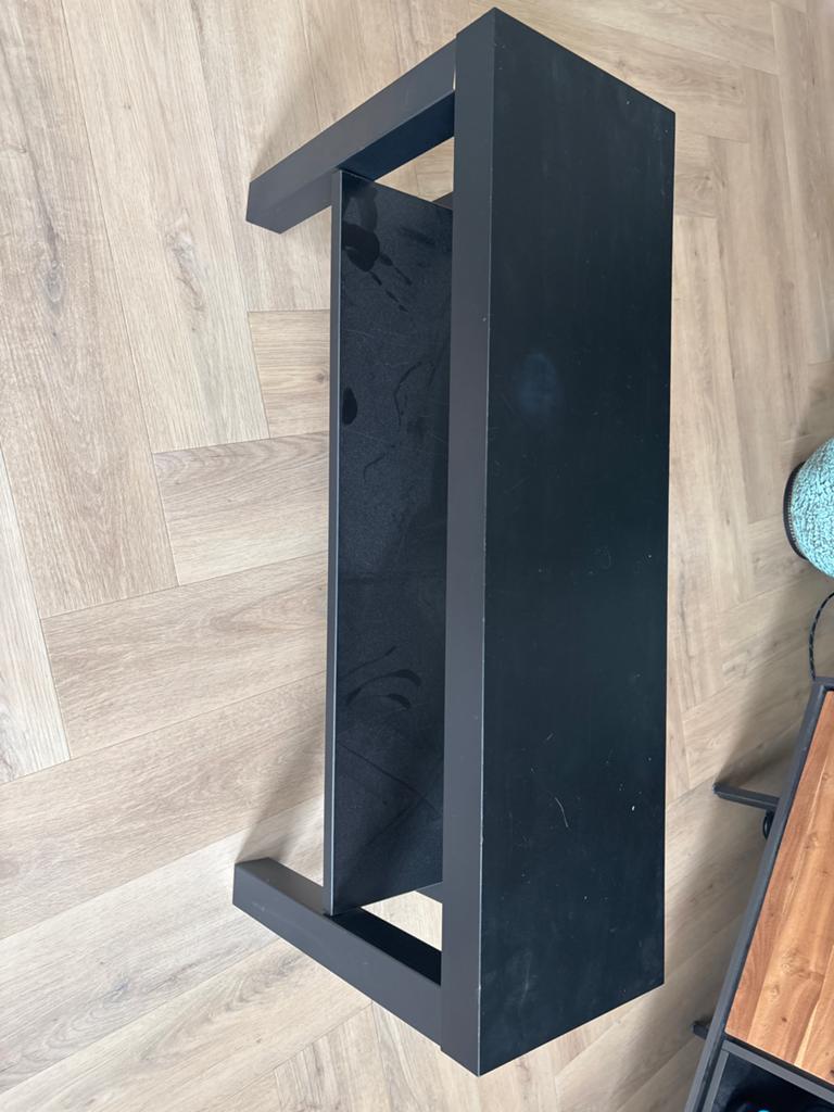 Zwart bijzettafeltje / nachtkastje met metalen frame, Huis en Inrichting, Ophalen, Minder dan 50 cm, Gebruikt, Metaal