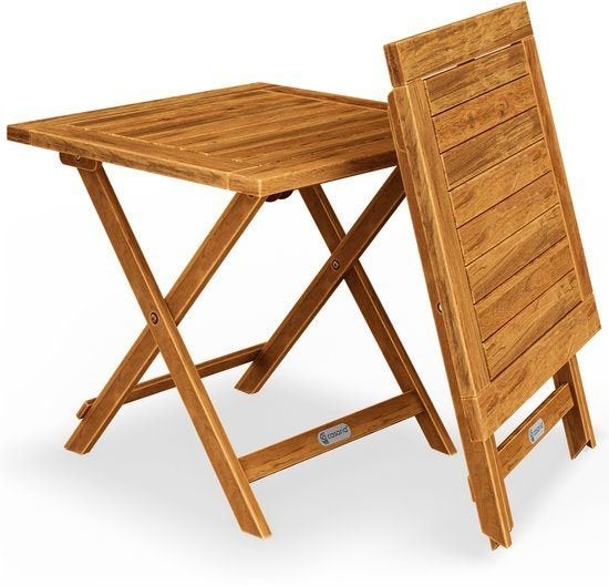 Bijzettafel - Acacia Hout 46x46x46cm - schade, 45 tot 60 cm, Minder dan 55 cm, Vierkant, Nieuw