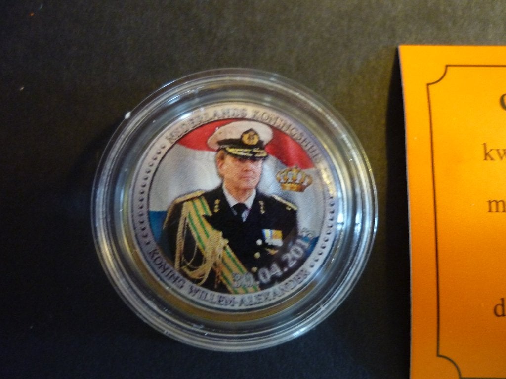 2013 gekleurde 2 euro inhuldiging Willem Alexander, Verzenden, Koningin Beatrix, Euro's, Losse munt