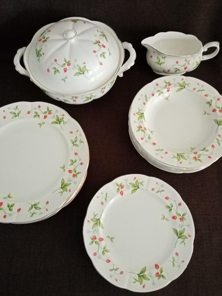 Royal Canterbury porseleinen eetservies, vintage. Engeland, Ophalen, Gebruikt, Overige stijlen, Porselein