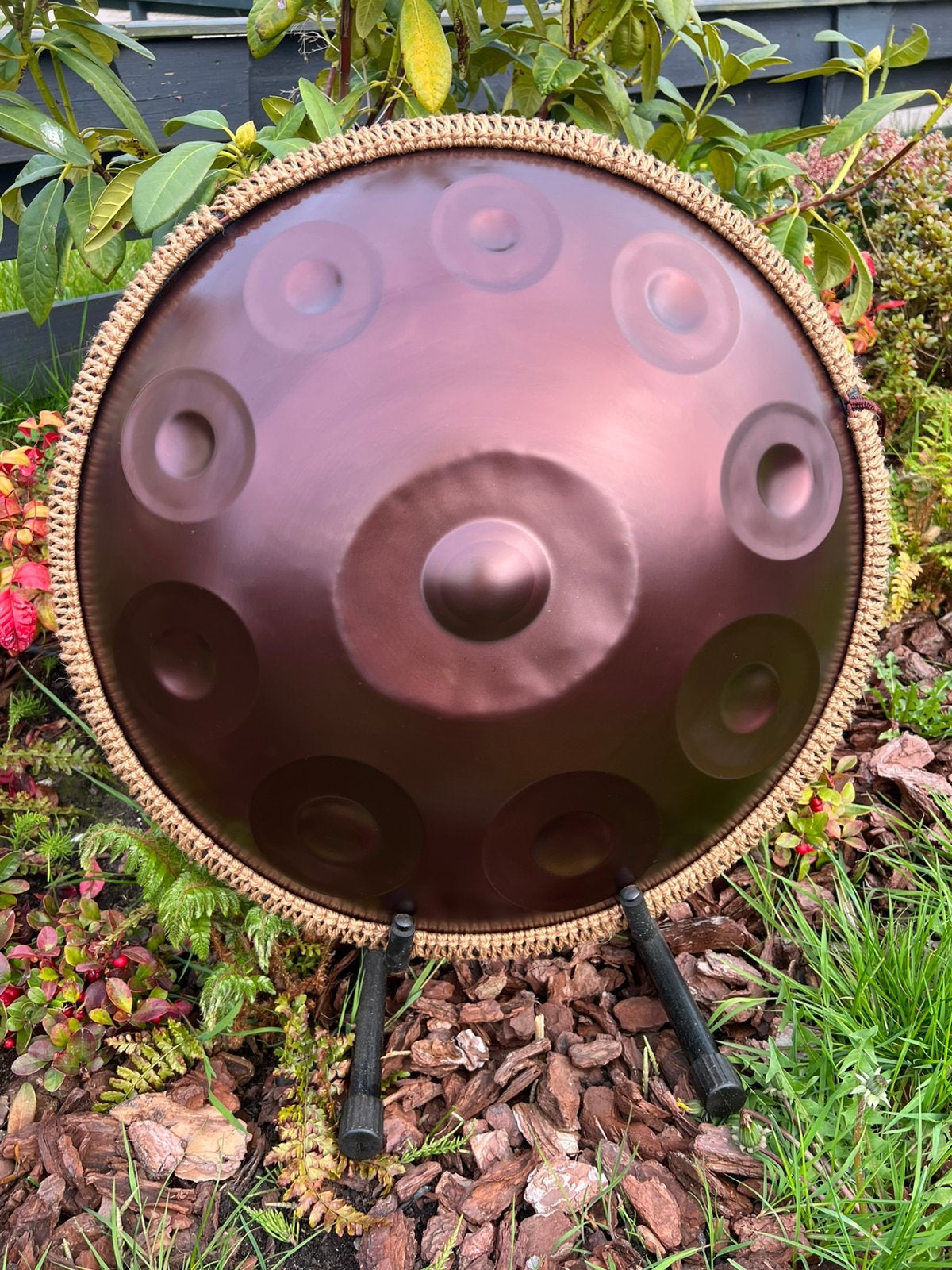 Prachtige handpan D kurd 10 noten met rugzak bruin koper, Muziek en Instrumenten, Ophalen of Verzenden, Zo goed als nieuw, Melodische percussie