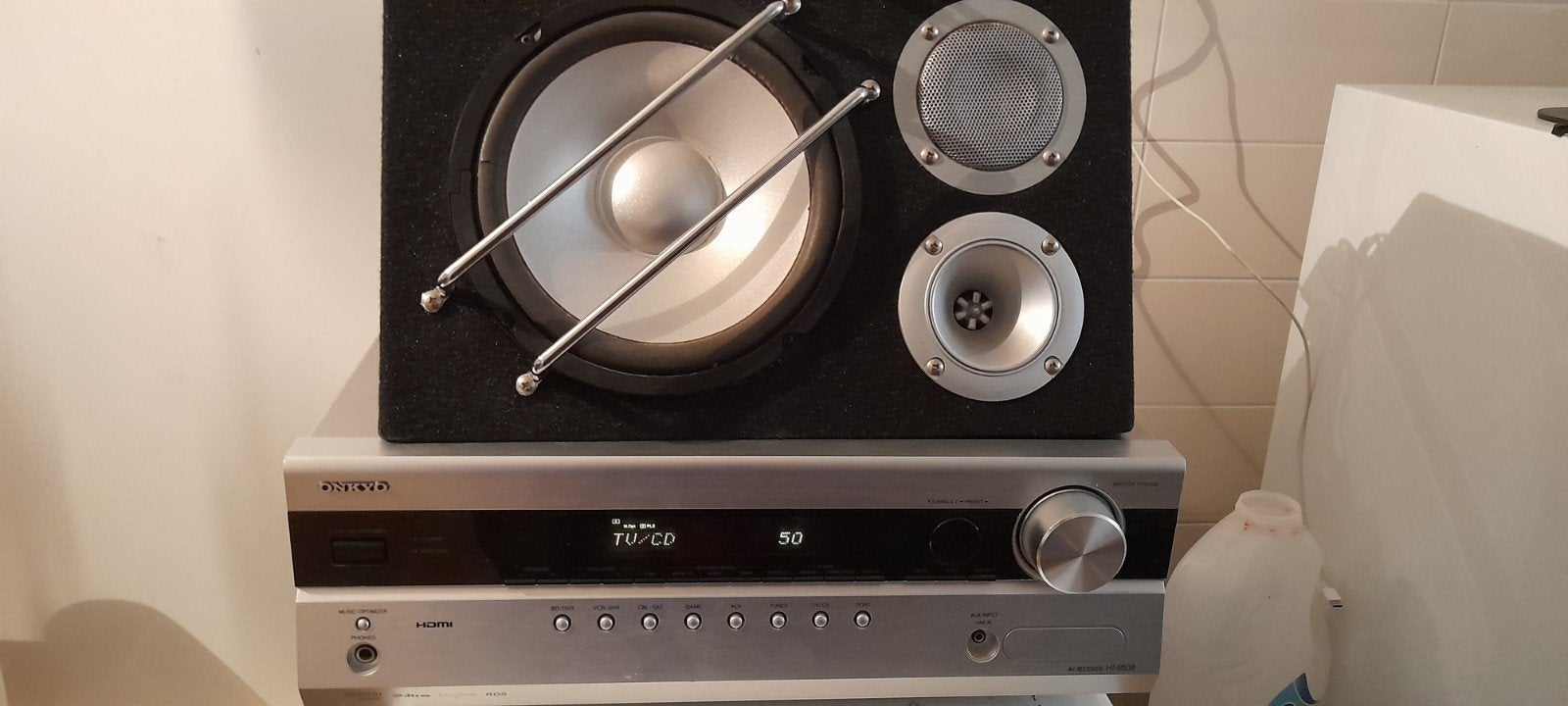 Onkyo receiver model R-HT538 310 WATT, Ophalen, Zo goed als nieuw, 120 watt of meer, Onkyo