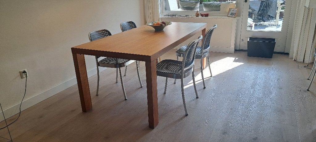 Eettafel met of zonder stoelen, Huis en Inrichting, Tafels | Eettafels, Ophalen, Strak, Gebruikt, 50 tot 100 cm