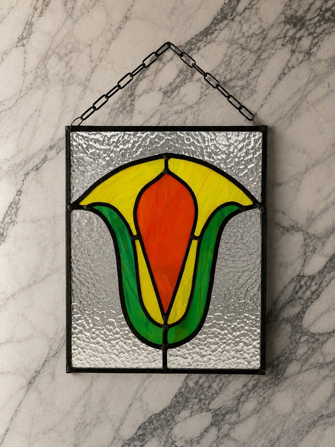 Glas in lood raam Tulp, Ophalen of Verzenden