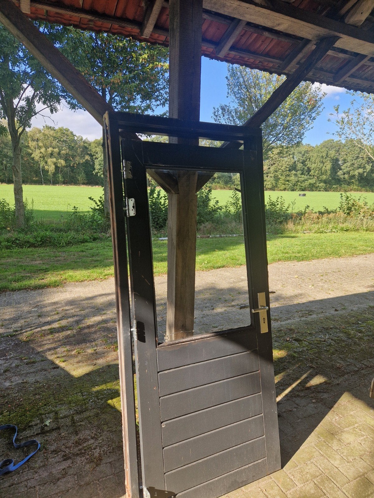 hardhouten buitendeur inclusief kozijn, Ophalen, Hout, 75 tot 150 cm, Deurkozijn