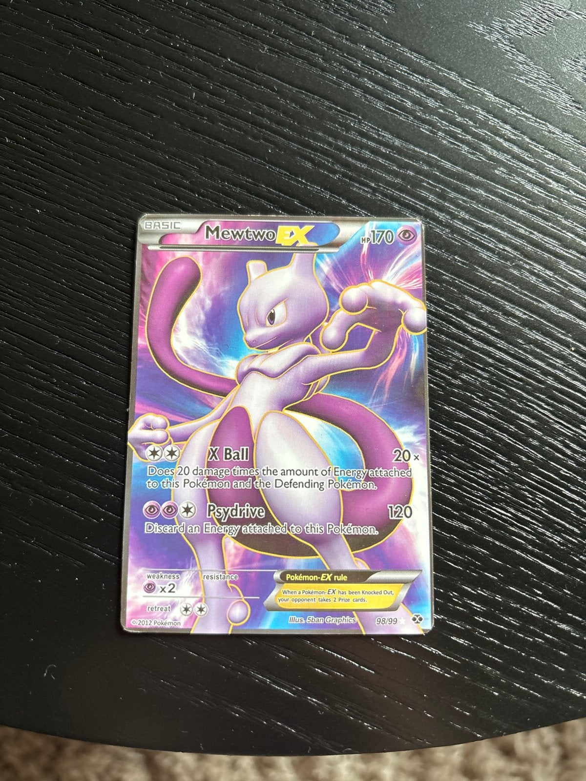 Mewtwo EX Pokémon Kaart - Full Art (2012), Ophalen of Verzenden, Gebruikt, Losse kaart