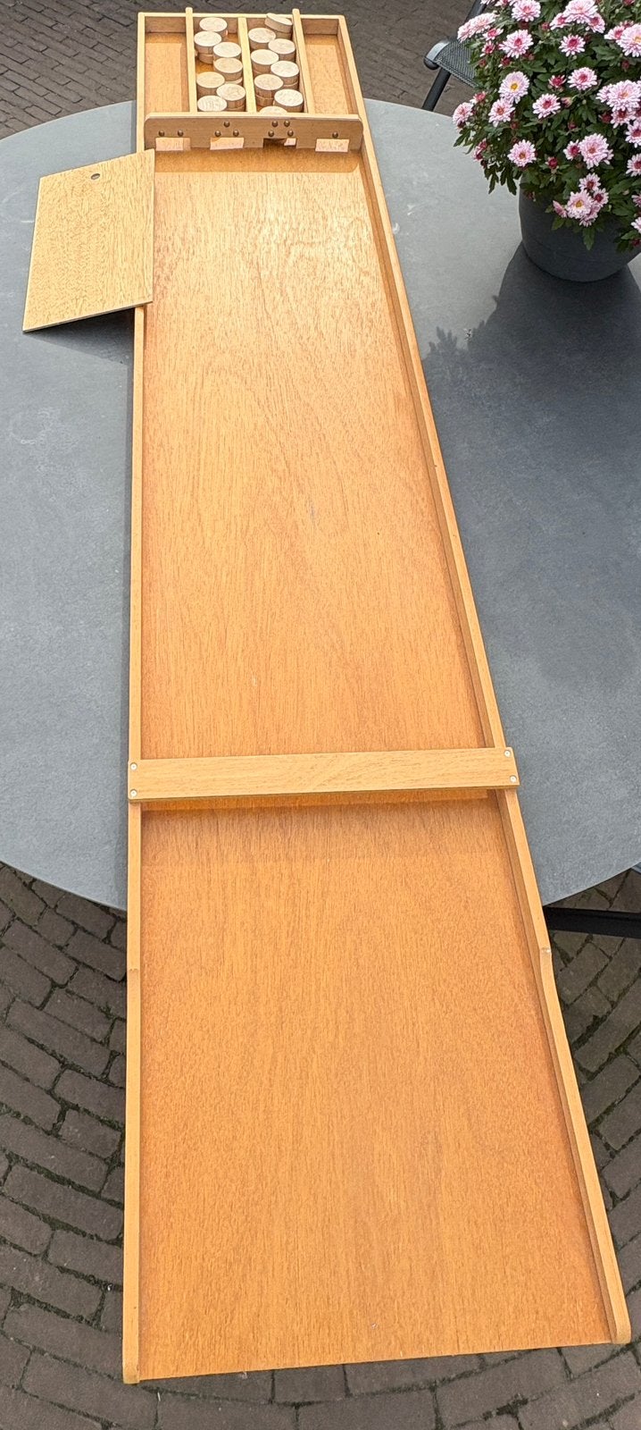 2 meter sjoelbak met stenen, Ophalen, Zo goed als nieuw