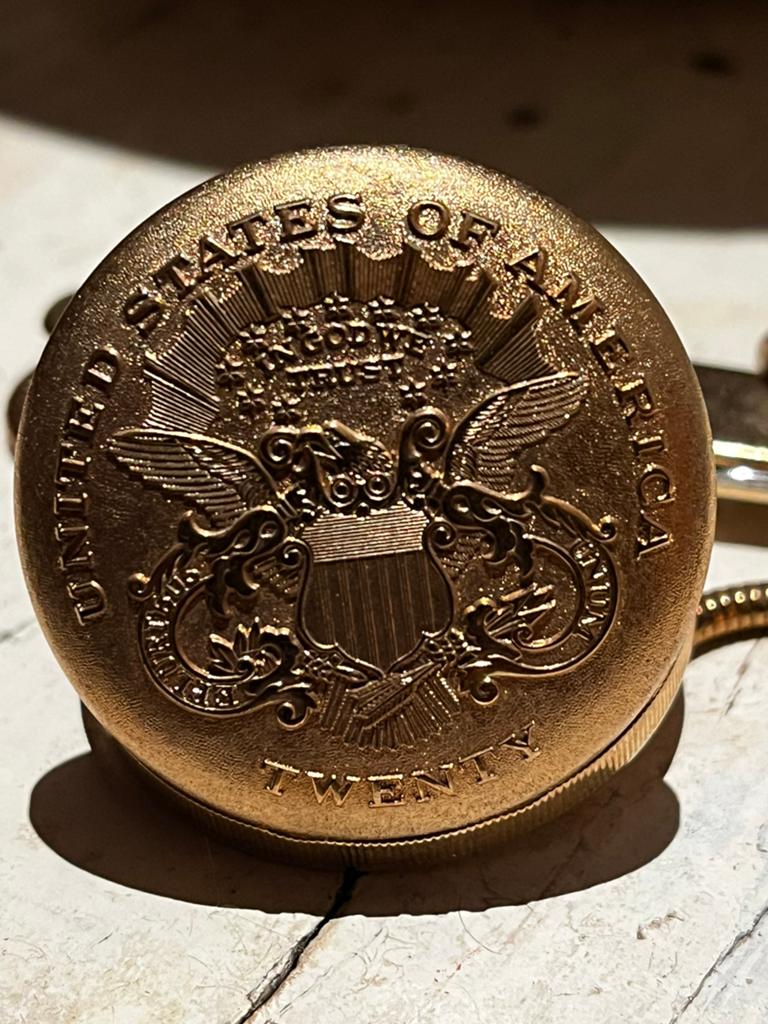 Uniek Verguld Zakhorloge met Amerikaanse Adelaar, Sieraden, Tassen en Uiterlijk, Horloges | Antiek, Overige merken, Overige materialen