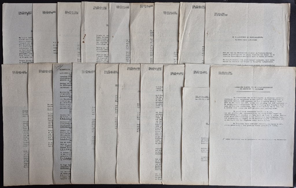 19 KLM persberichten uit 1938, nr. 1207 t/m 1256, Verzamelen, Ophalen of Verzenden, Gebruikt, Boek of Tijdschrift