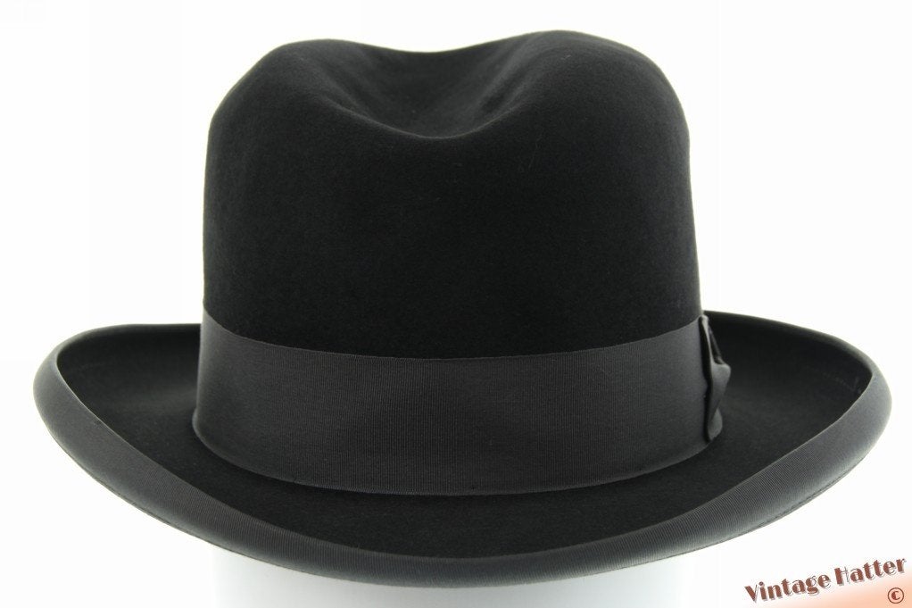 Vintage Gleufhoed Homburg hoed Palatin zwart vilt 56, Hoed, Palatin, Ophalen of Verzenden, 57 cm (M, 7⅛ inch) of minder