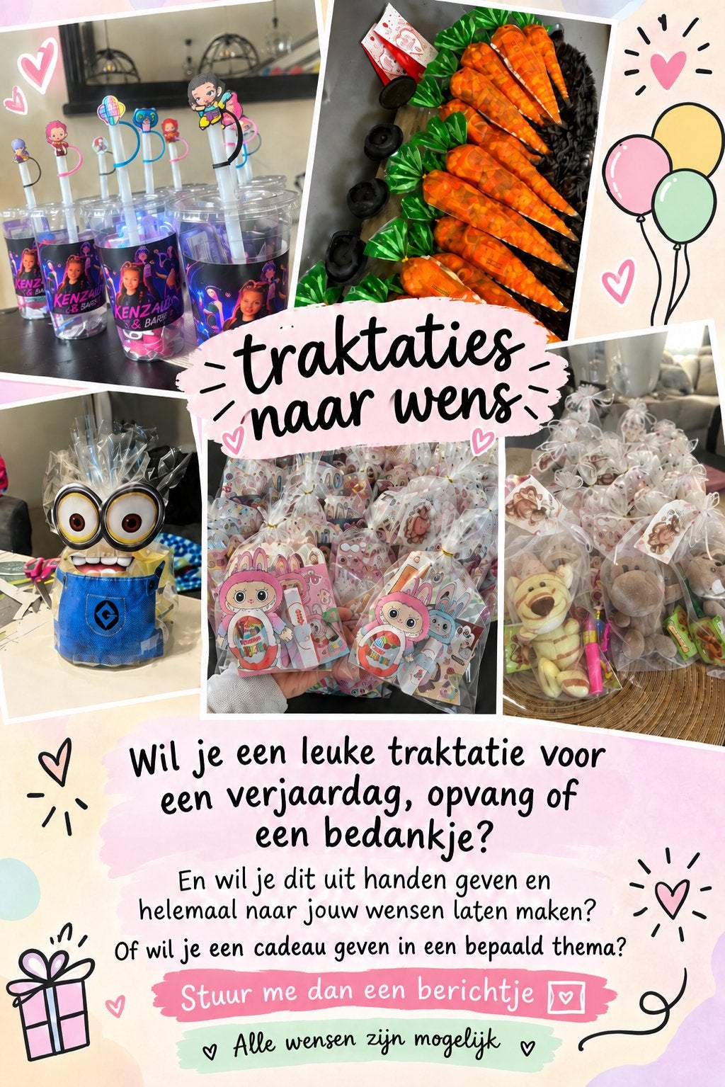 Traktaties naar wens, Hobby en Vrije tijd, Ophalen of Verzenden, Nieuw, Feestartikel, Verjaardag