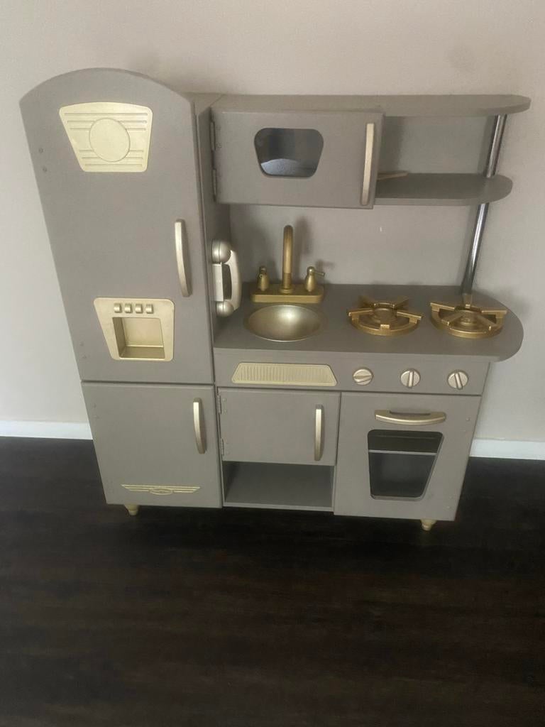 Leuke speelkeuken voor kinderen - Grijs met goud, Ophalen, Zo goed als nieuw, Hout, Speelkeuken