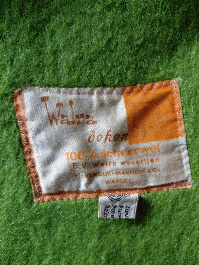 Vintage Walra deken 100% scheerwol - XL Groen (210x240), Ophalen of Verzenden, Gebruikt, Wol