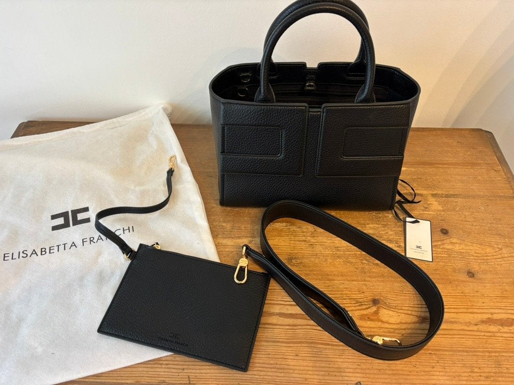 Elisabetta Franchi Leren Tas | Zwart | Nieuw | Full Set, Sieraden, Tassen en Uiterlijk, Tassen | Damestassen, Elisabetta Franchi