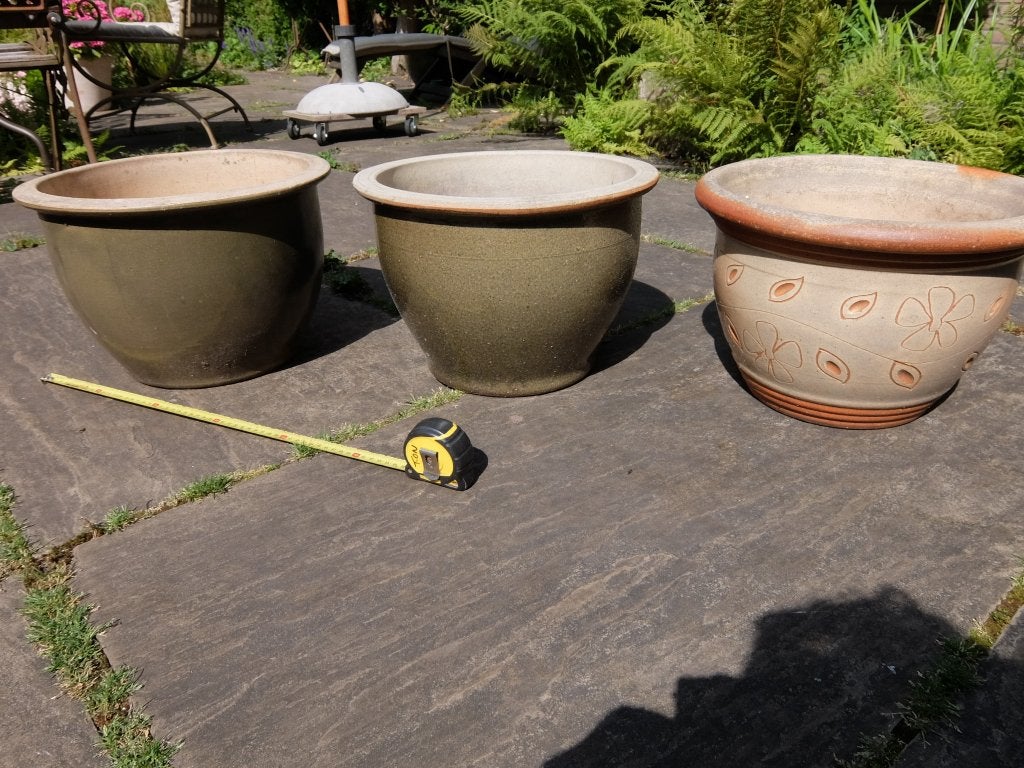 planten pot 3 stuks tuin geglazuurd winter hard, Tuin en Terras, Rond, Zo goed als nieuw, Minder dan 40 cm, Tuin