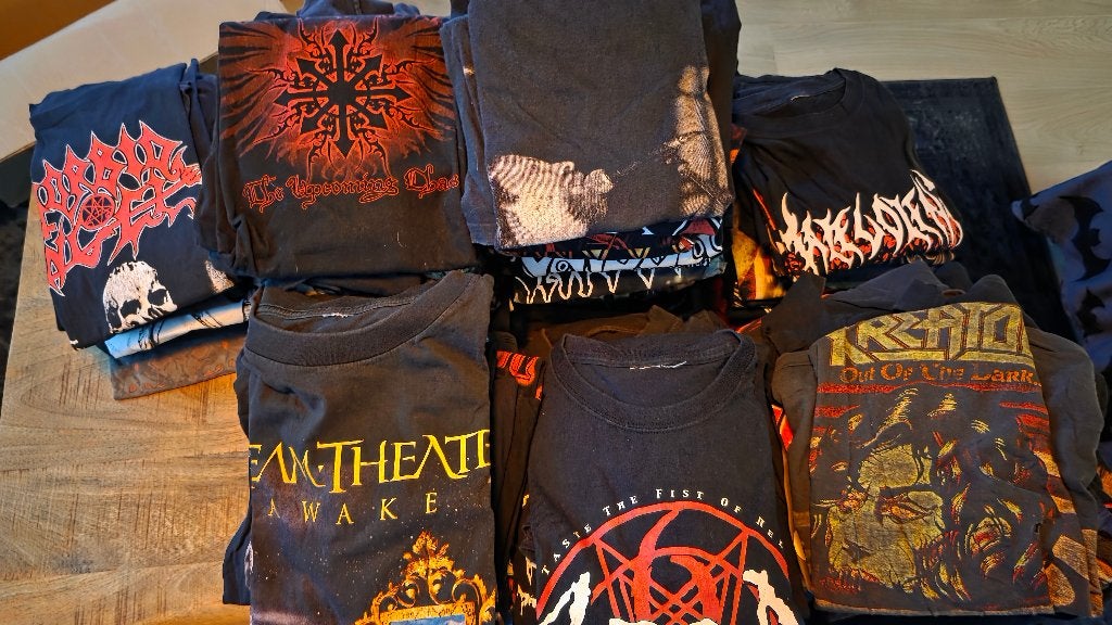 Grote collectie van 113 vintage metal shirts, Ophalen, Onbekend, Zwart, Maat 56/58 (XL)