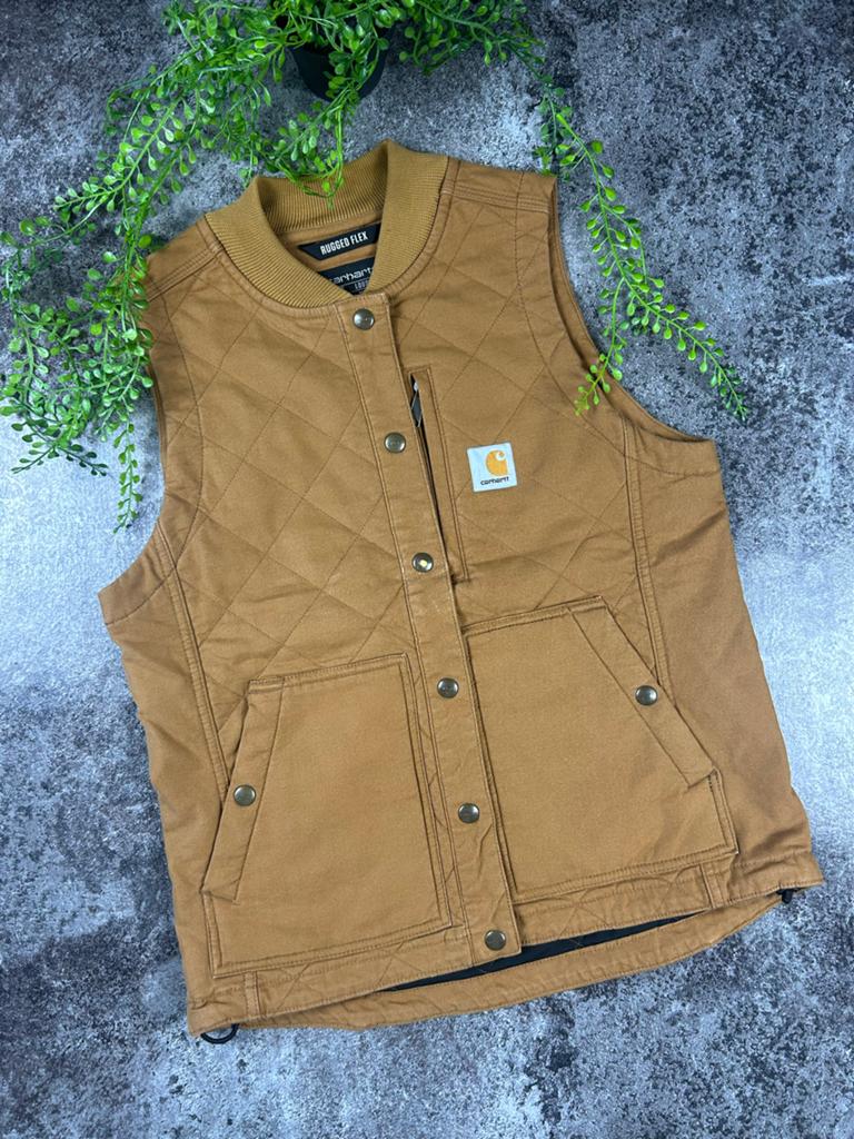 Carhartt Rugged Flex Quilted Bodywarmer - Bruin - Heren S, Kleding | Heren, Bodywarmers, Ophalen of Verzenden, Zo goed als nieuw