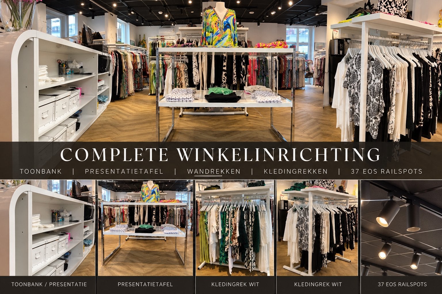 Complete luxe winkelinrichting toonbank, rekken,verlichting, Ophalen
