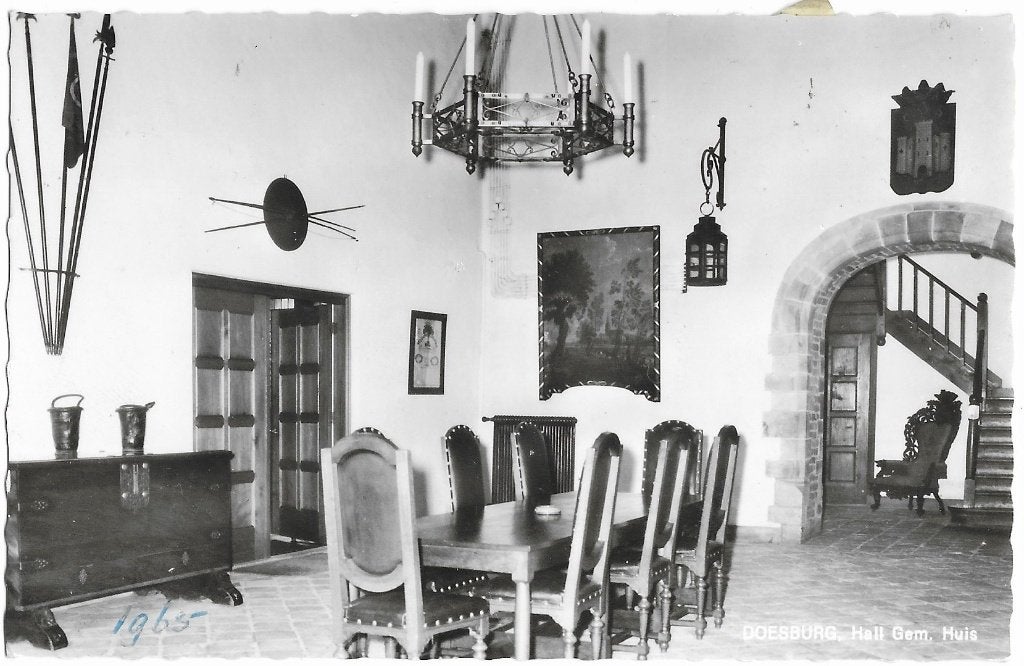 Doesburg, Hal Gemeentehuis, interieur, lamp met kaarsen, Verzamelen, Ophalen of Verzenden, 1960 tot 1980, Ongelopen, Gelderland