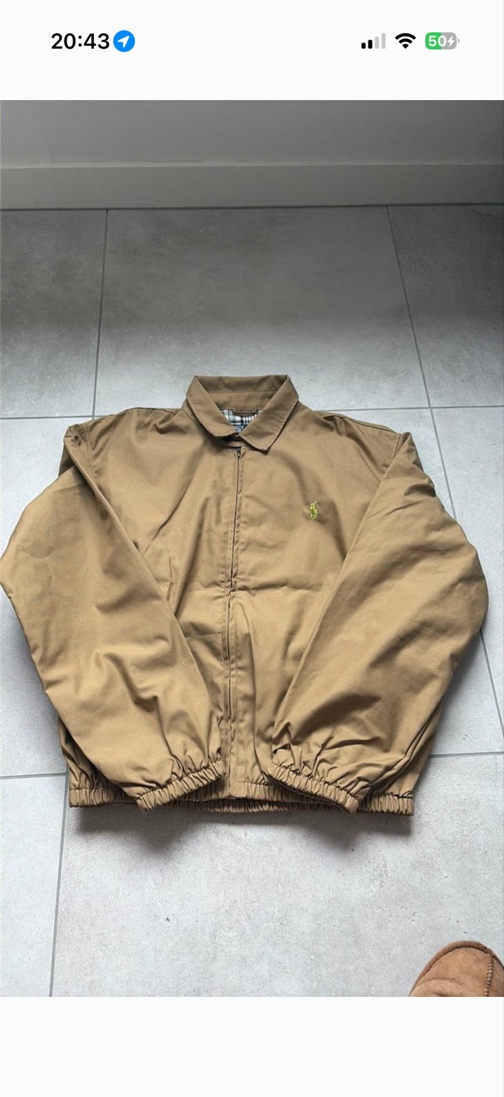 Polo Ralph Lauren Harrington Jas XL Beige Geruit, Ophalen of Verzenden, Zo goed als nieuw, Maat 56/58 (XL), Beige