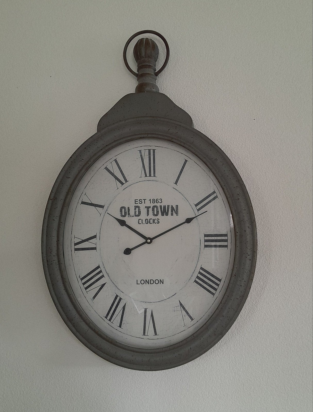 Grote wandklok 'Old Town Clocks London' - Grijs/Antiek, Ophalen, Wandklok, Grijs, Landelijk