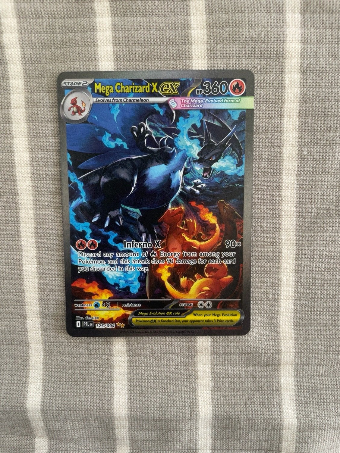 Mega Charizard X EX 125/094 Pokémon kaart zeldzaam!, Ophalen, Zo goed als nieuw, Losse kaart