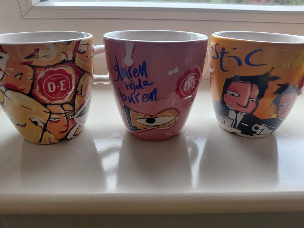 3 Grote Douwe Egberts Mokken - Selwyn Senatori, Keramiek, Ophalen of Verzenden, Zo goed als nieuw, Overige stijlen