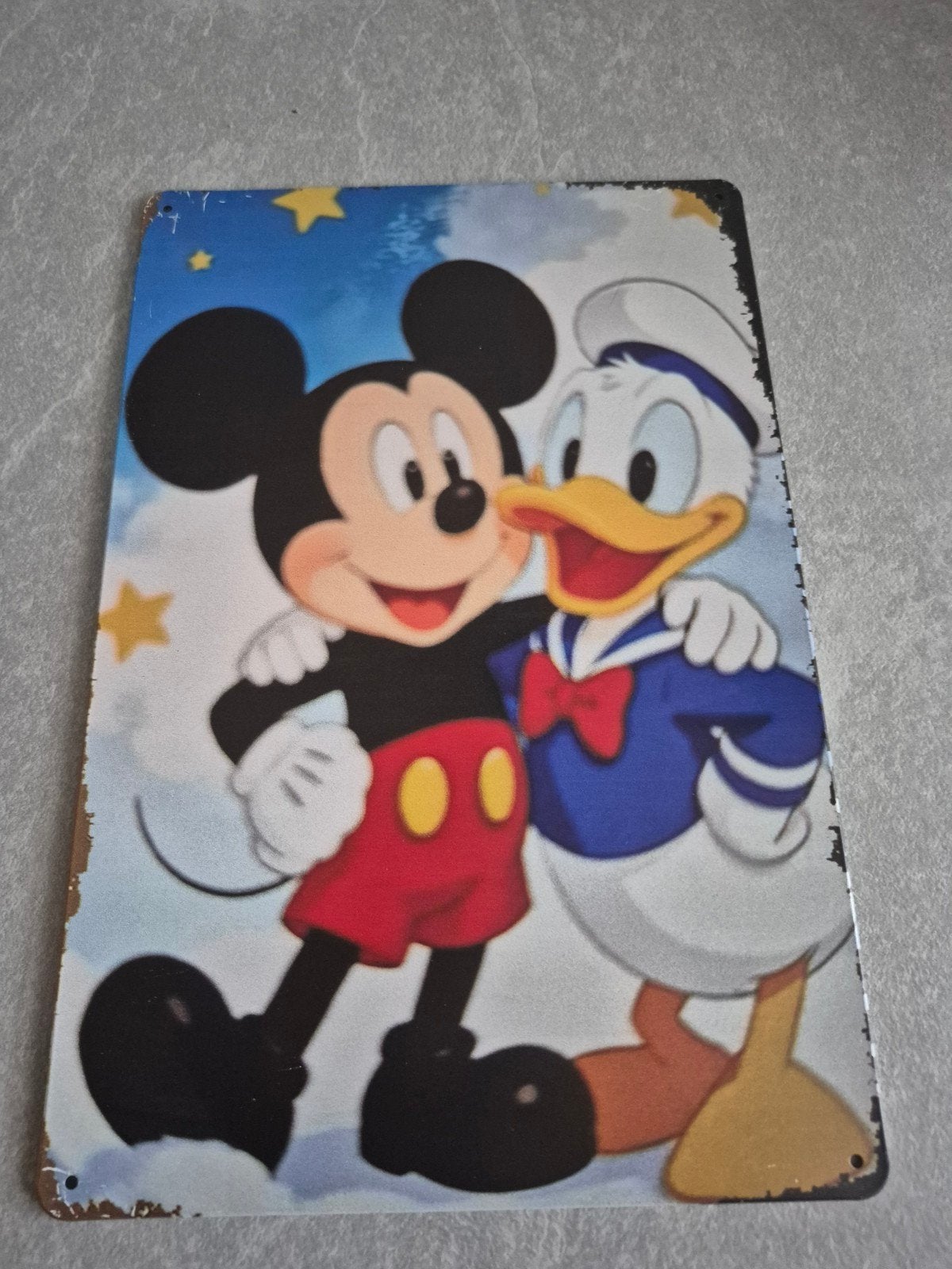Mickey Mouse en Donald Duck metalen wandplaat, Verzamelen, Ophalen of Verzenden, Mickey Mouse, Nieuw, Plaatje of Poster