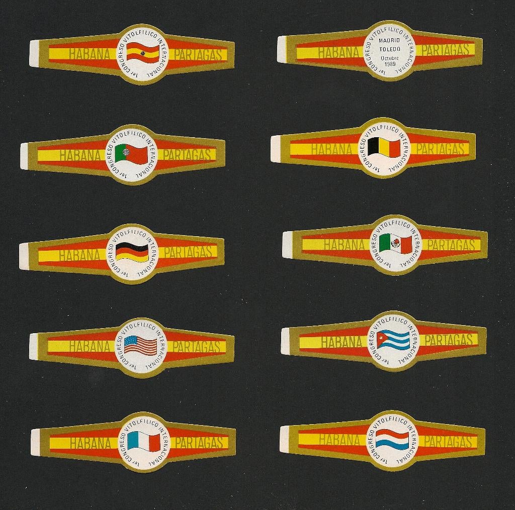 MARCA PARTAGAS, 1º CONGRESO VIT. INTER. 1989, SERIE CUBANA, Verzenden, Nieuw, Sigarenbandjes