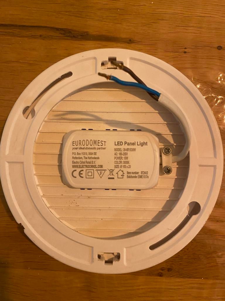Rond LED paneel licht 15W, 3000K warm wit, Led-lamp, Nieuw, Overige fittingen, Ophalen