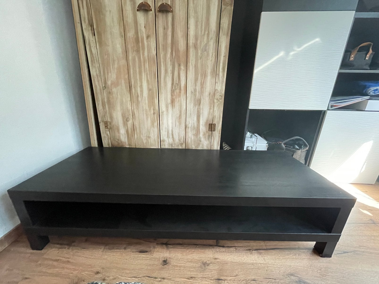 Ikea lack tv-meubel zwart-bruin, Ophalen, Gebruikt, 50 tot 100 cm, Minder dan 100 cm