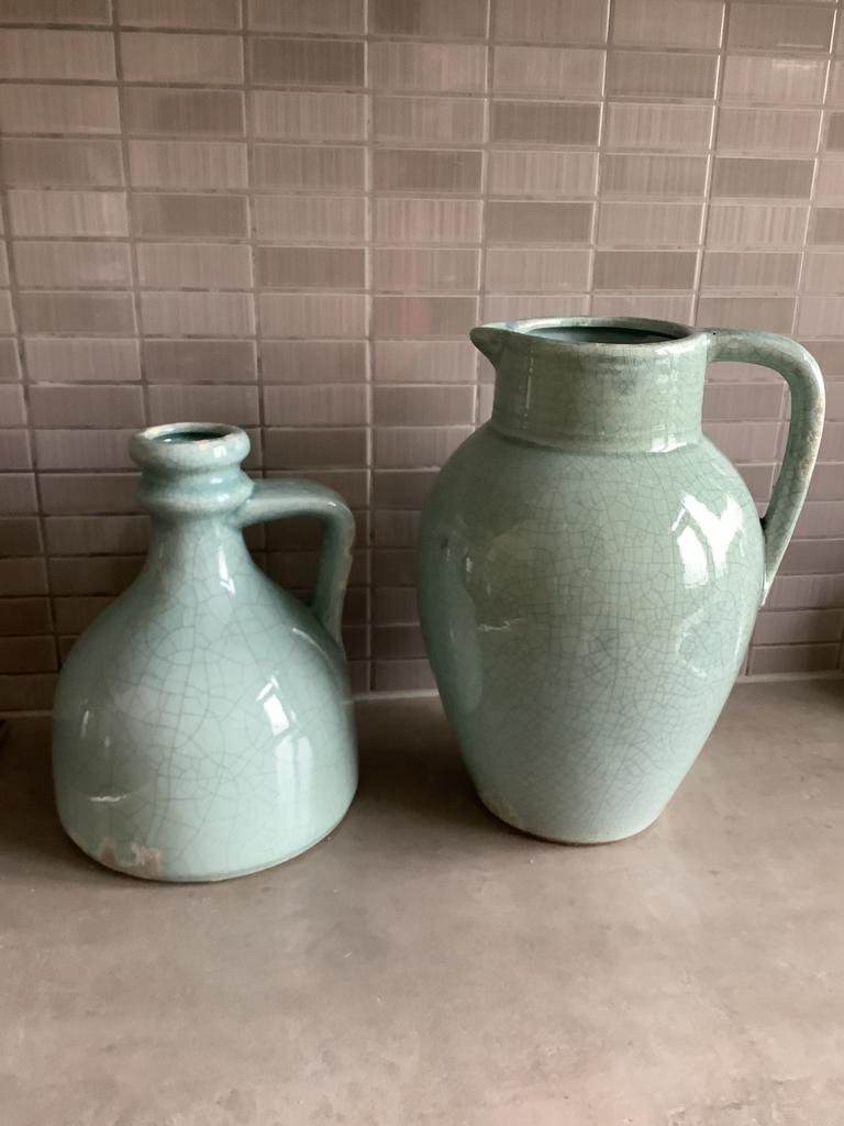 Set van 2 grote aardewerk vazen - 34 en 28 cm hoog brynx, Ophalen