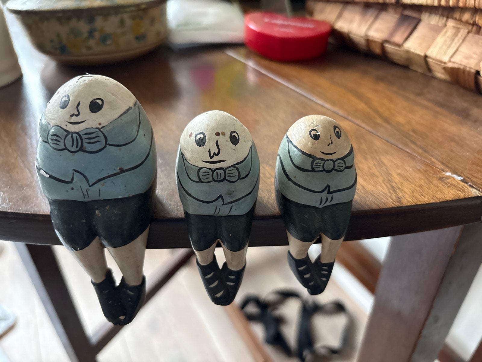 Set van 3 Vintage Houten Humpty Dumpty Figuren, Ophalen