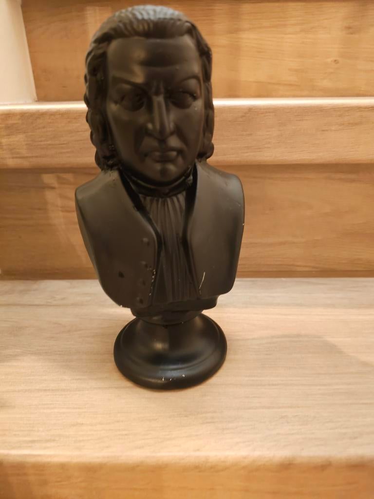 Zwarte Buste van Klassieke Componist, Antiek en Kunst, Minder dan 20 cm, Buste, Kunststof, Ophalen of Verzenden