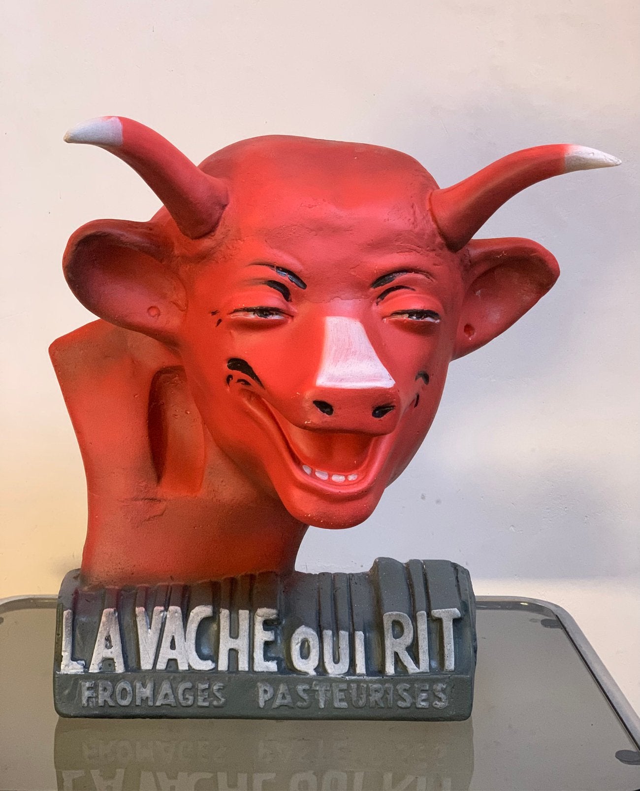 Originele Gipsen buste La Vache qui rit – Gesigneerd Novita, Ophalen, Gebruikt