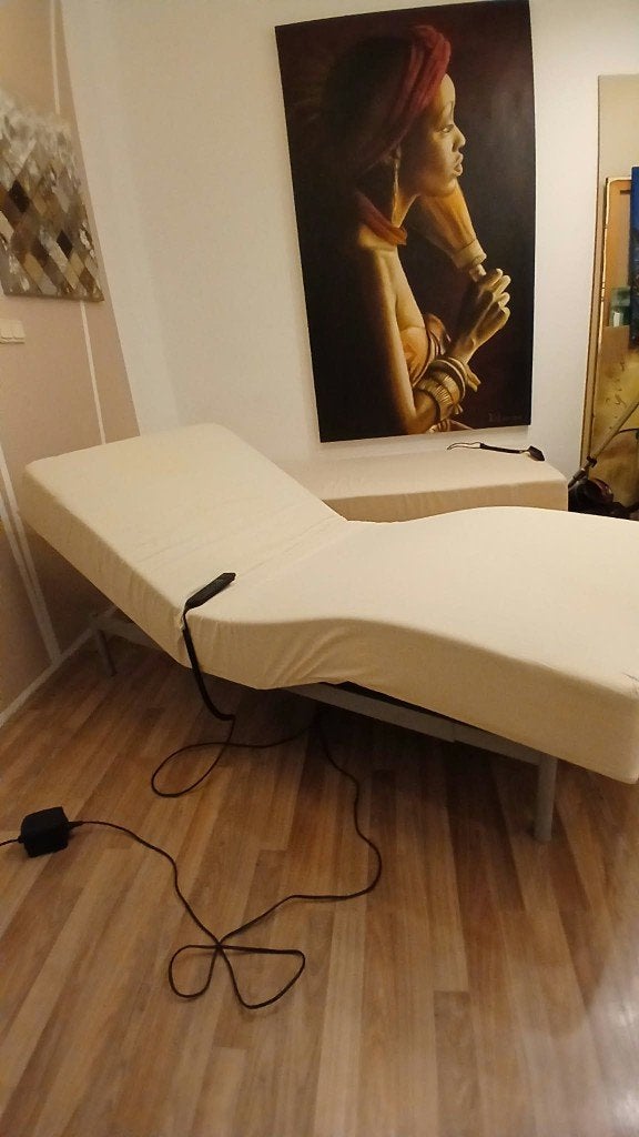 Elektrisch eenpersoonsbed, Ophalen, 90 cm, Eenpersoons, Beige