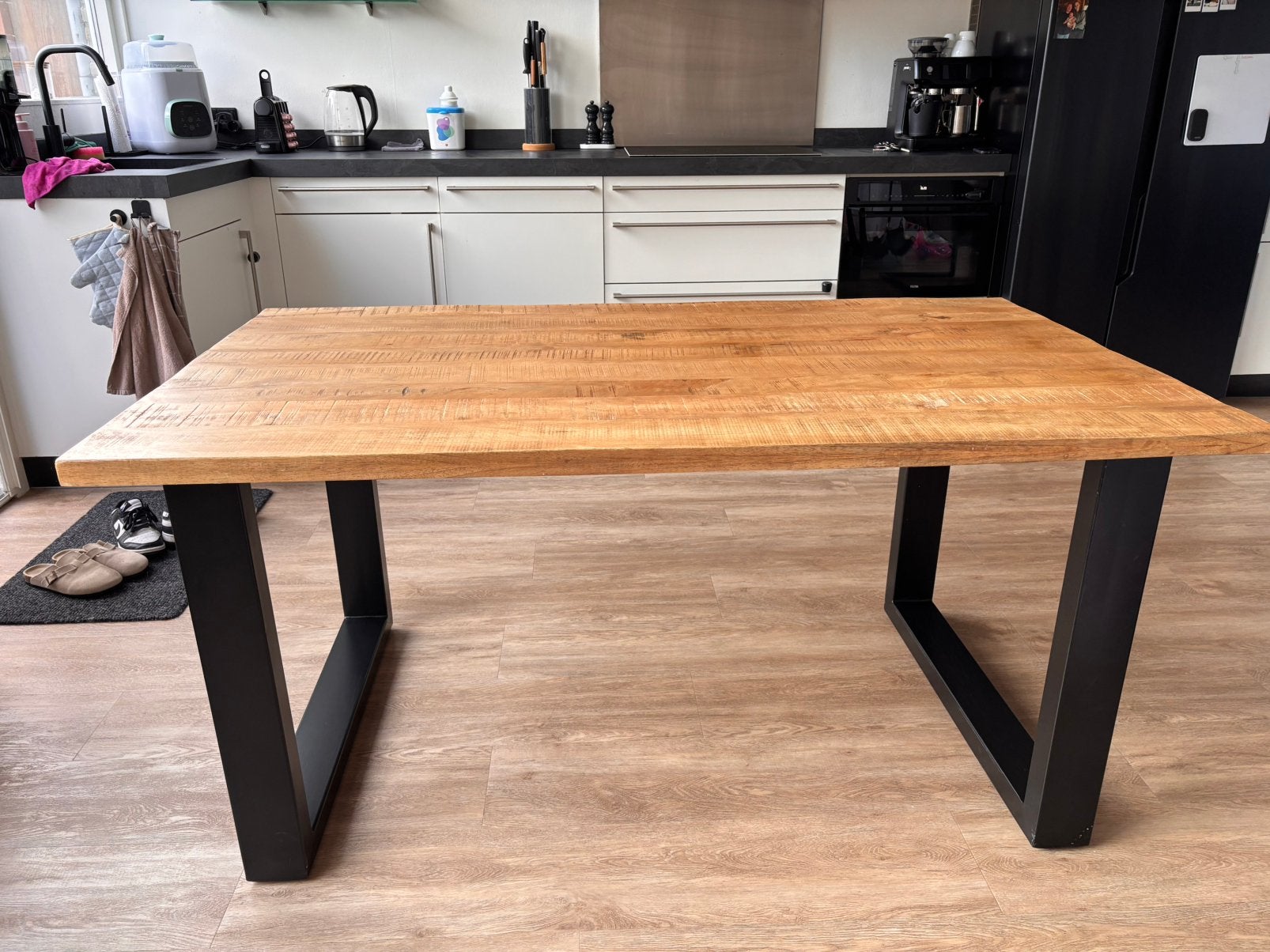 Mangohouten eettafel 160 x 90 cm (evt + stoelen), Huis en Inrichting, Overige materialen, Gebruikt, 150 tot 200 cm, Vier personen