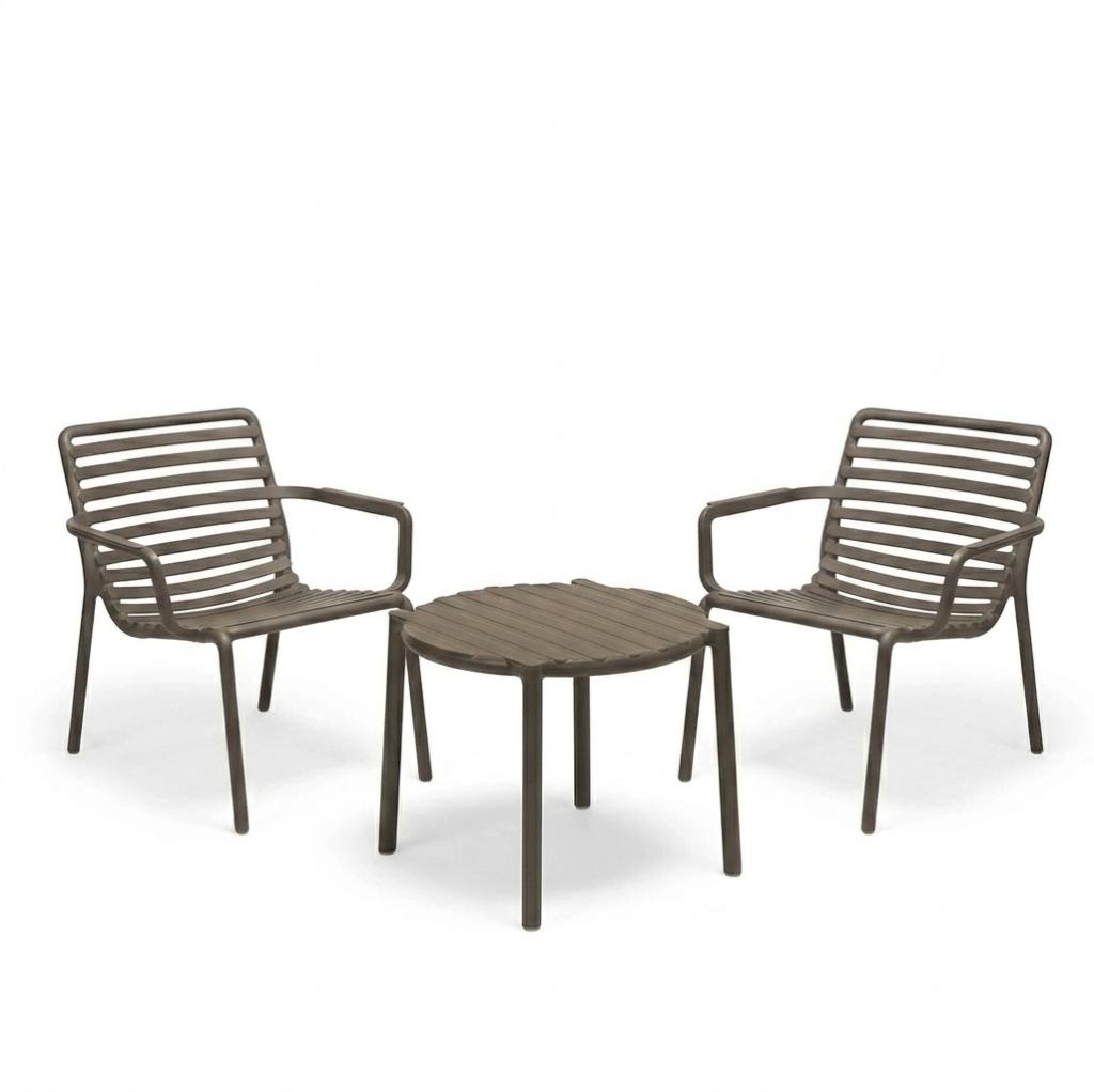 Balkonstoelen - Balcony set - 2 chairs, 1 table - tobacco, Tuin en Terras, Tuinstoelen, Ophalen, Zo goed als nieuw, Plastic