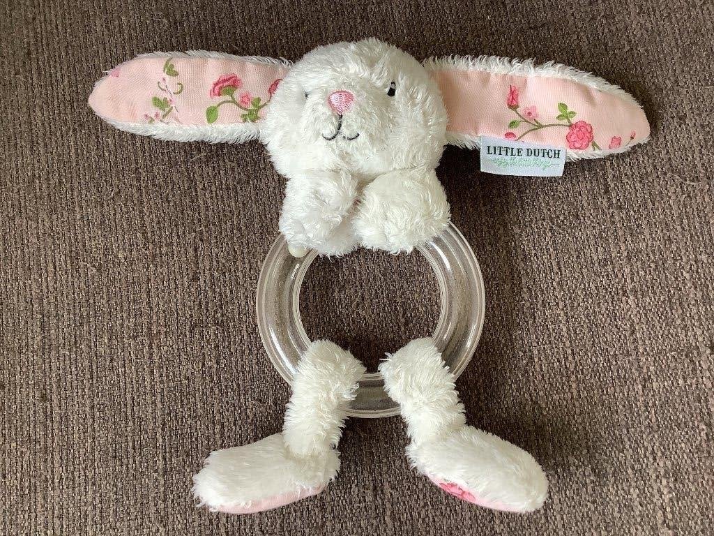 Little dutch konijn rammelaar wit en bloemetjes 5 euro, Ophalen of Verzenden, Zo goed als nieuw, Konijn