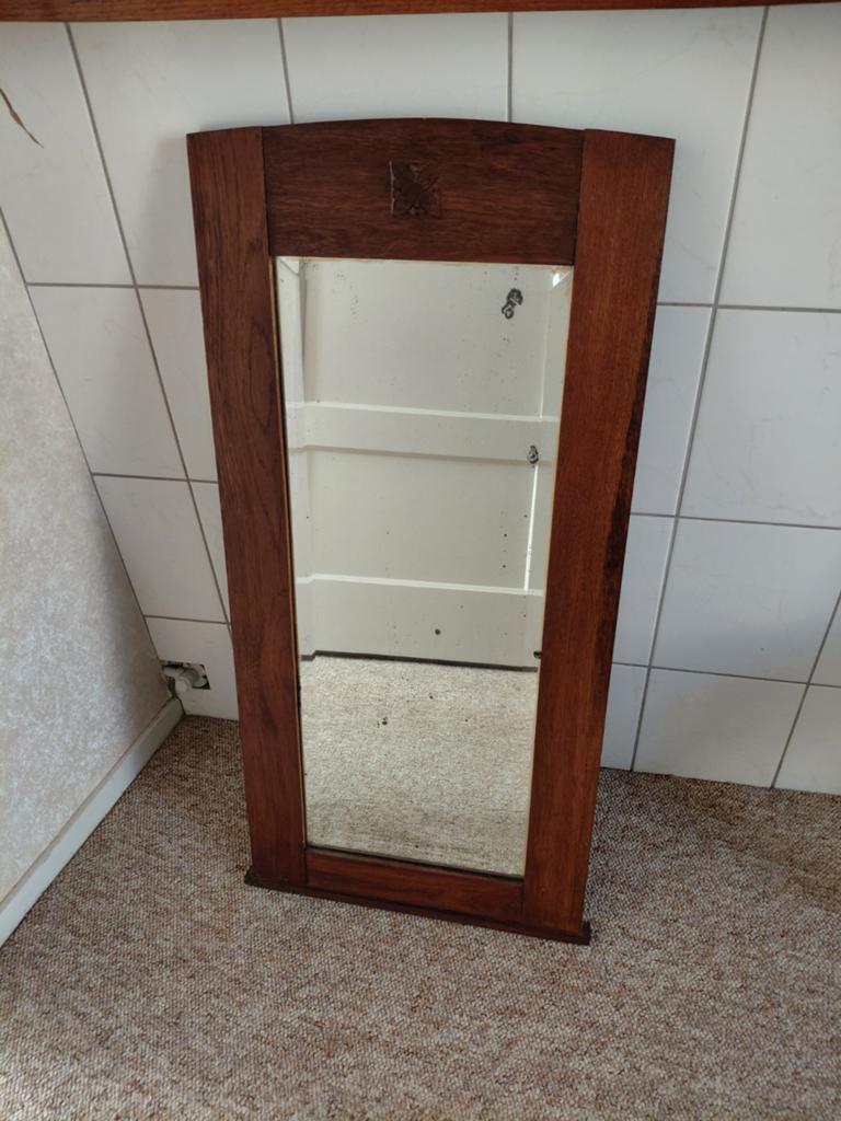 Vintage spiegel, Ophalen, Rechthoekig, Minder dan 50 cm