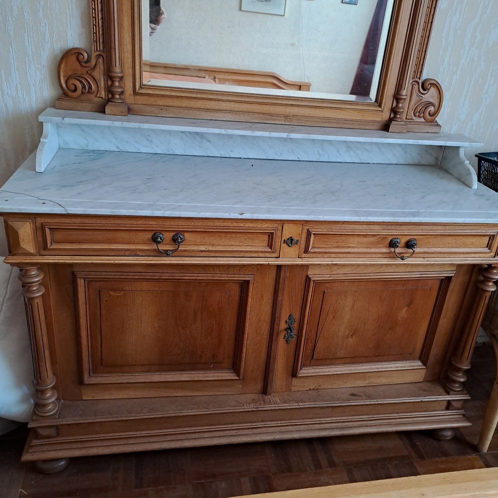 18/19 eeuws was/ commode tafel, Ophalen, Gebruikt, 25 tot 50 cm, Overige houtsoorten