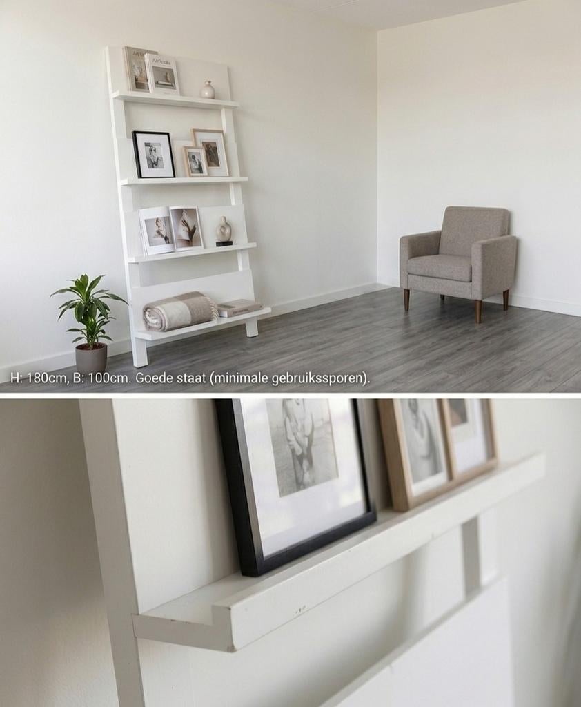 Mooie Witte Houten Wandplank/Boekenrek (180cm hoog!), Huis en Inrichting, Kasten | Boekenkasten, Ophalen, 25 tot 50 cm, 50 tot 100 cm